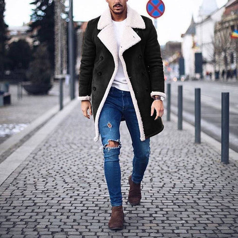 Winter Polar Fleece Laminated Suede Men's Thermal Jacket